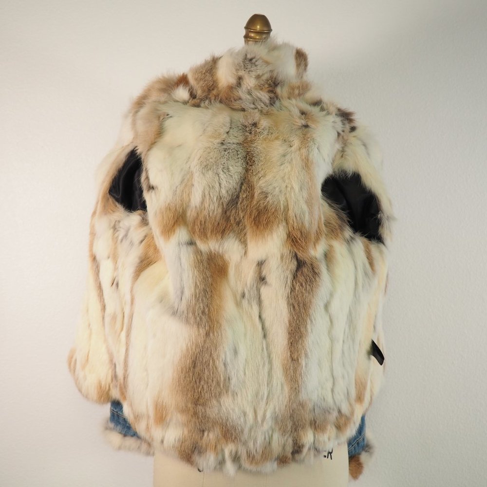 Rabbit Fur Lined Denim Jacket - Picture 6 of 7
